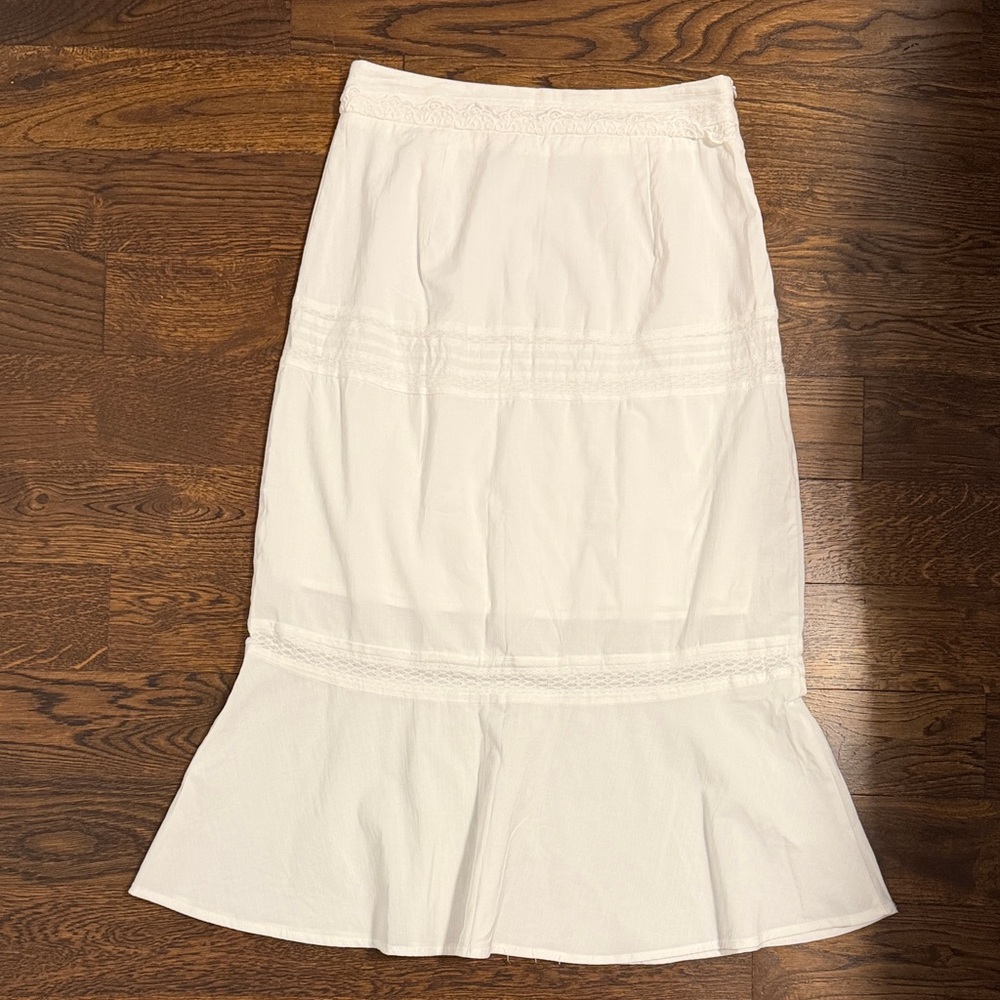 White Womens Tiered Midi Skirt